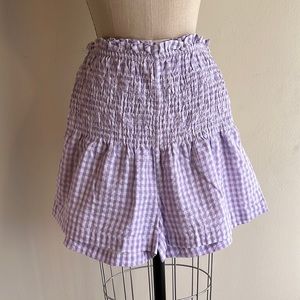 NWT SIM & SAM High Waist Cotton Gingham Smock Shots SZ-M
